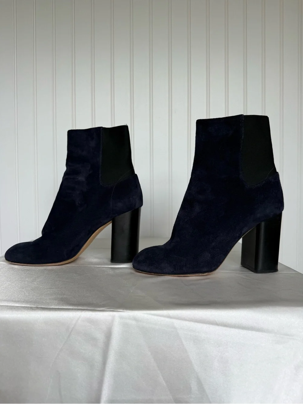 Rag & Bone Hazel Navy Suede Chelsea Ankle Boots Block Heel Size 39